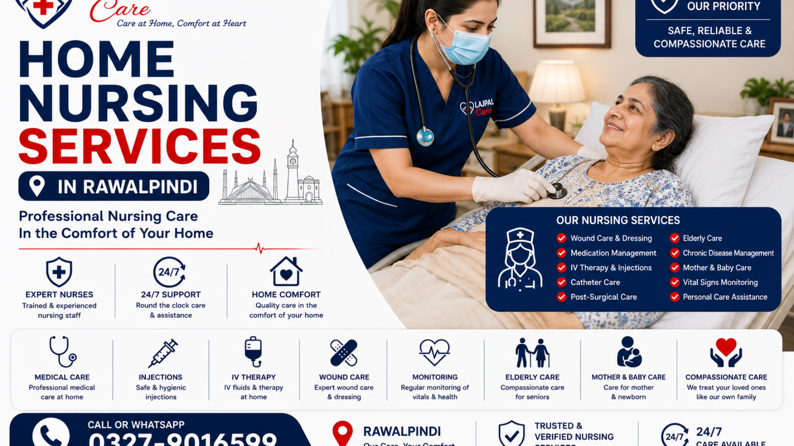 Home Nursing Services Across Pakistan | Professional Home Healthcare by Lajpal Care