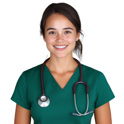 female-nurse-in-green-uniform-smiling-confidently-isolated-on-transparent-background-png